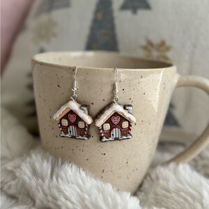 Charming Christmas Holiday Gingerbread House Earrings, Cute Gifts